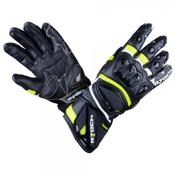 R-TECH ROBO LADY PIEL GUANTES DE MOTO NEGRO AMARILLO FLUOR