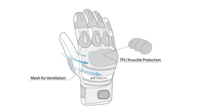 R-TECH ROBO LADY PIEL GUANTES DE MOTO NEGRO AZUL