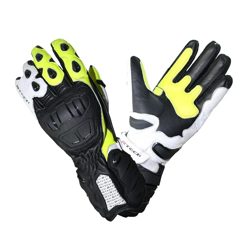 R-TECH HAWK PIEL GUANTES DE MOTO NEGRO AMARILLO FLUOR