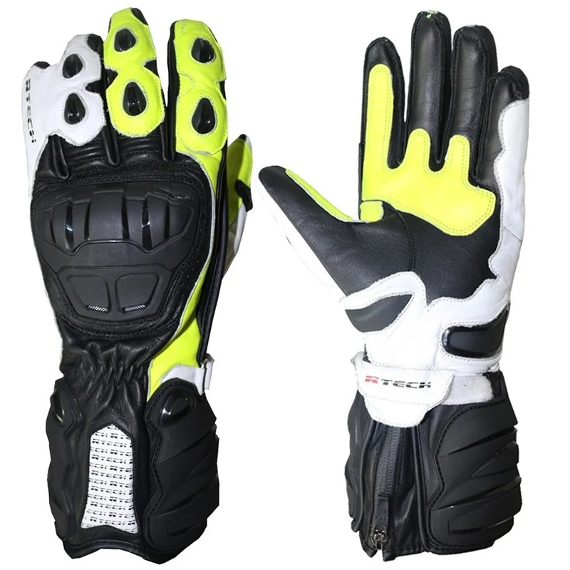 R-TECH HAWK PIEL GUANTES DE MOTO NEGRO AMARILLO FLUOR