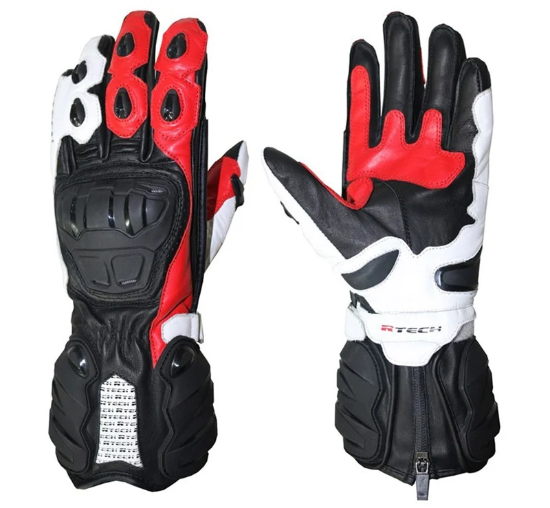 R-TECH HAWK PIEL GUANTES DE MOTO NEGRO ROJO