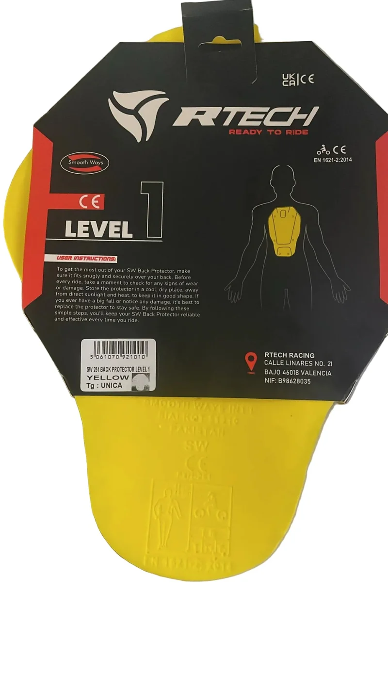 R-TECH SW 251 PROTECTOR ESPALDERA LEVEL 1 AMARILLO UNICA