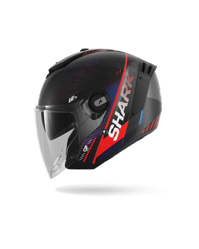 SHARK RS JET CARBON SPEED-TECH Mat Carbon Azul Rojo Casco De Moto