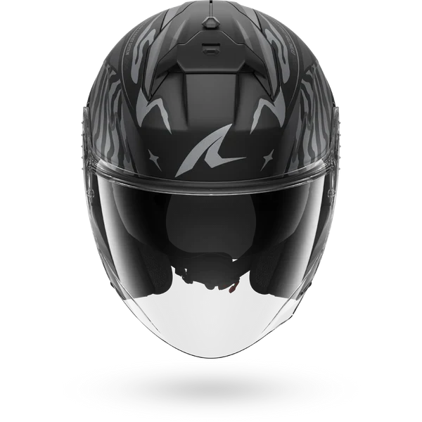 SHARK SKWAL JET CUP SPEED-FANCY Mat NEGRO Anthra Plata Casco De Moto