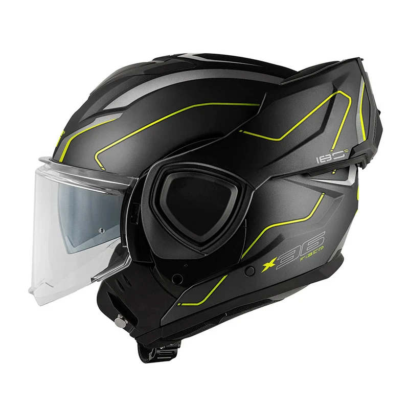 GIVI CASCO FLIP BACK FIBER X36 PLUSE NEGRO MATE PLATA YELLOW