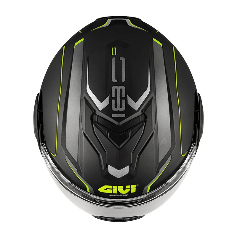 GIVI CASCO FLIP BACK FIBER X36 PLUSE NEGRO MATE PLATA YELLOW