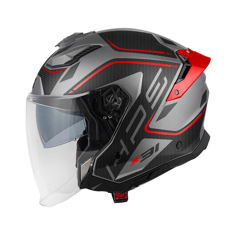 GIVI CASCO JET X31IMPACT TITANIO MATENEGROROJO T54