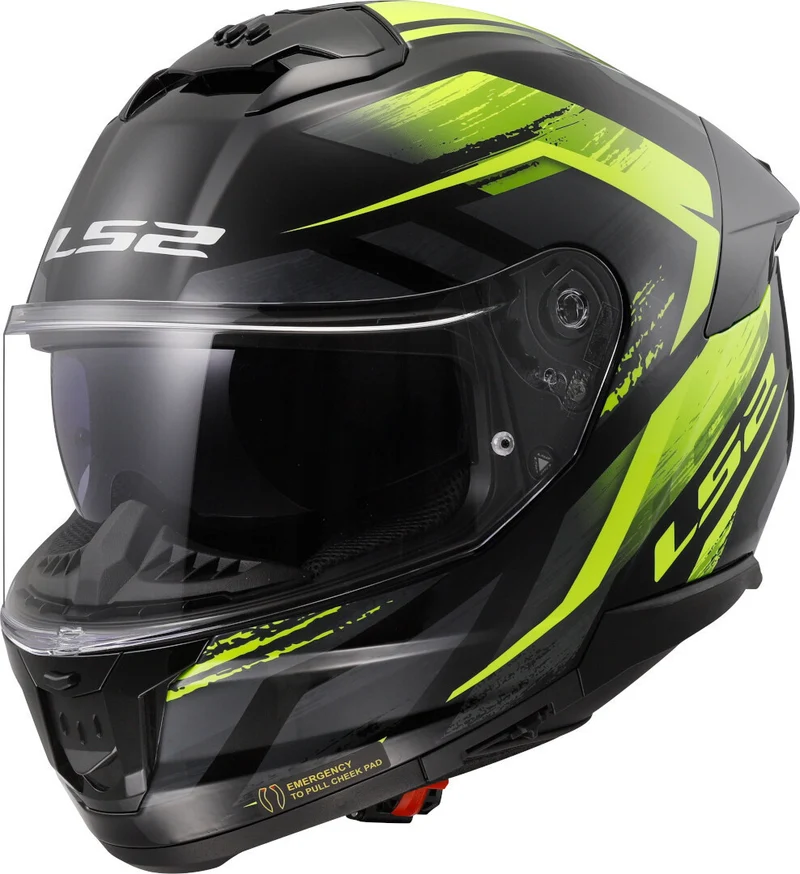 LS2 - FF808 STREAM II FURY BLACK H-V YELLOW