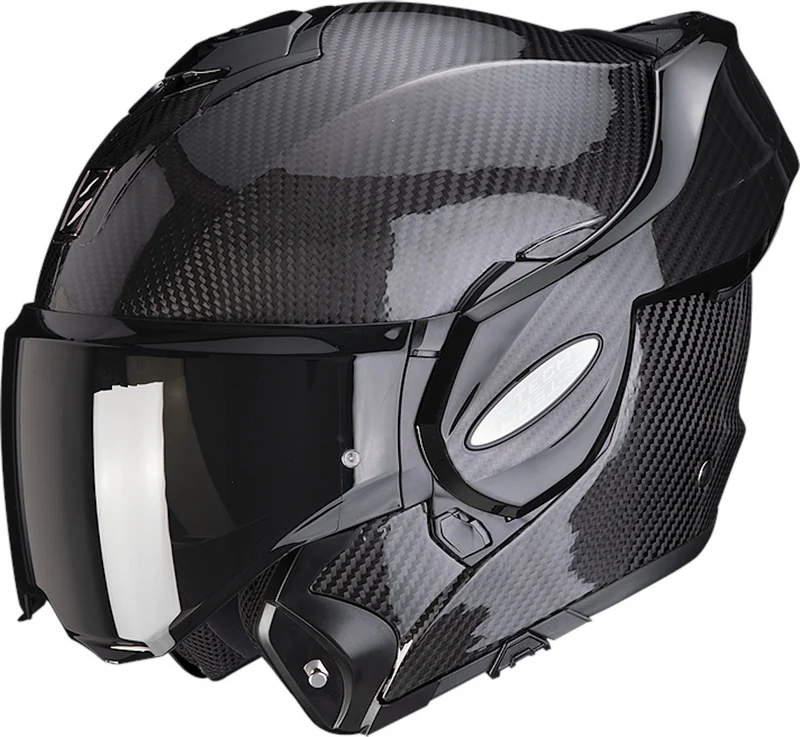 SCORPION Exo-Tech Evo De Carbono Sólido Casco Modular Negro