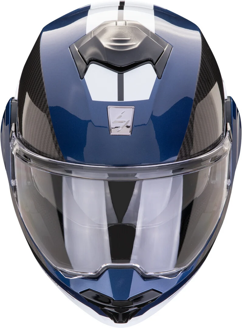 SCORPION Exo Tech Evo Team Casco Modular Ligero Azul Negro Blanco