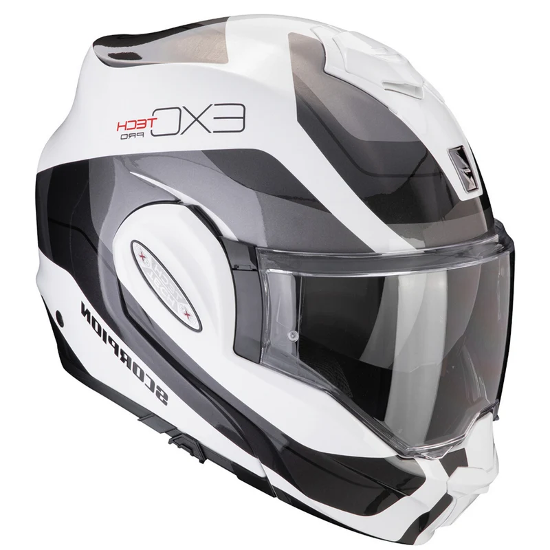 SCORPION Exo-Tech Evo Pro Commuta Modular Casco Blanco Plata