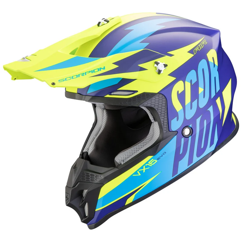 SCORPION VX 16 EVO AIR SLANTER Enduro Casco Azul Amarillo