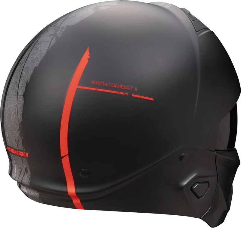 SCORPION EXO-Combat II Lord Casco Jet Abierto Negro Mate Rojo