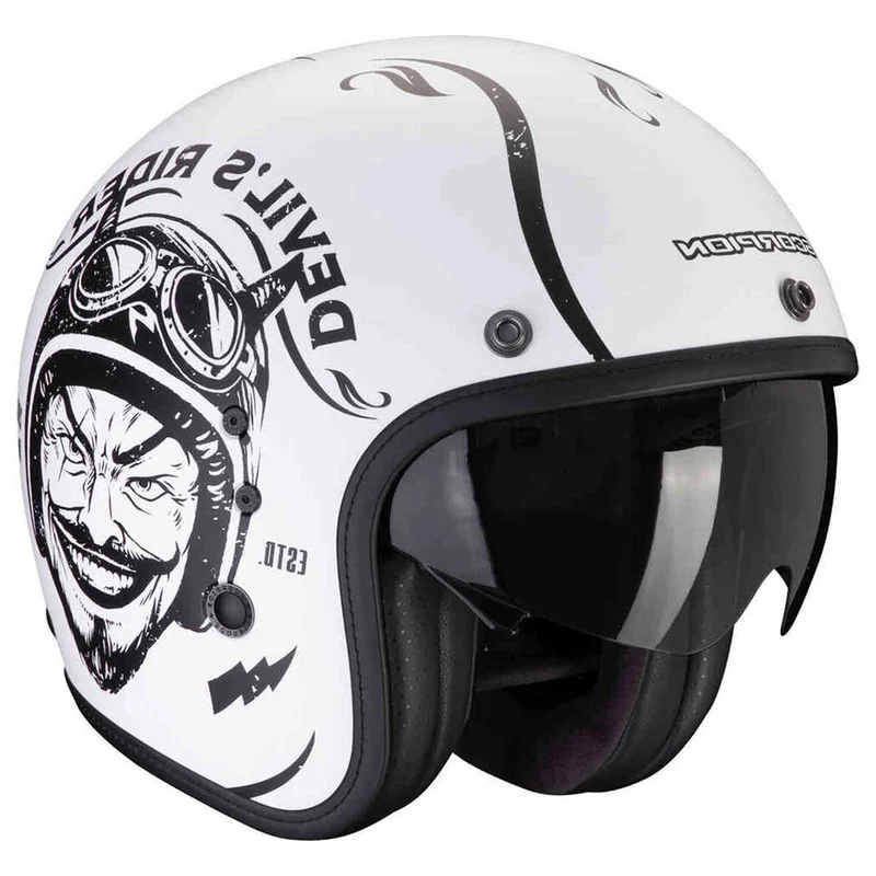 SCORPION BELFAST EVO ROMEO ABIERTO CASCO Blanco mate-Negro