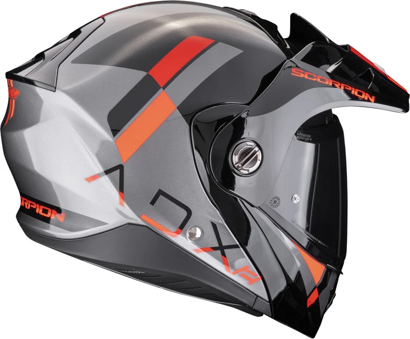 SCORPION ADX 2 GALANE Aventura Moto Casco Plata Negro Rojo