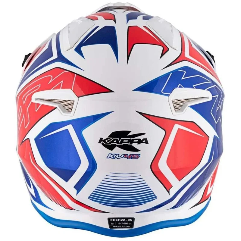 KAPPA KV45 Trial Moto Retro Estilo Casco Blanco Rojo Azul