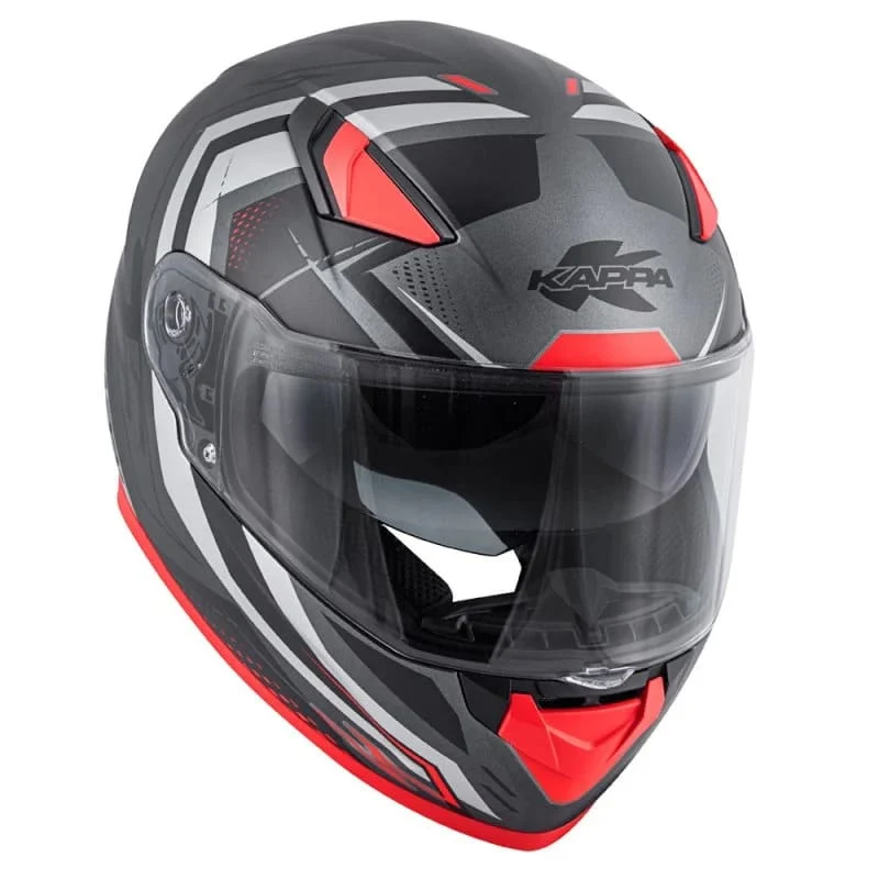 KAPPA KV41 Dallas Scraps Moto Integral Casco Rojo Titanio Mate