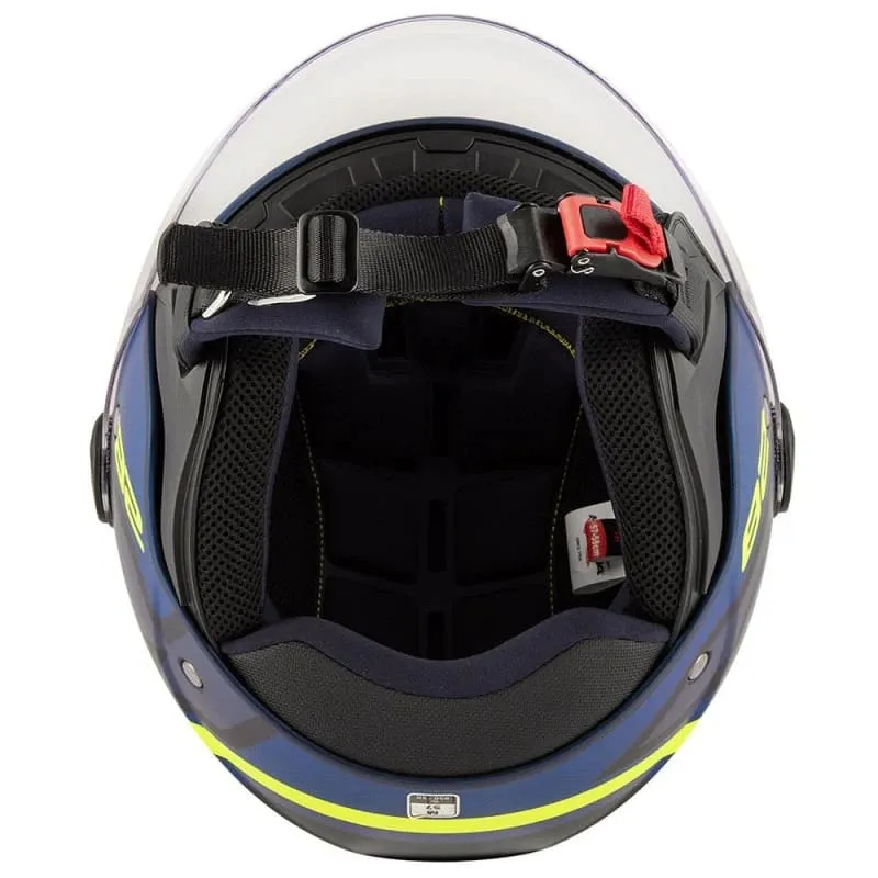 KAPPA KV40 Hawaii Scooter Cara Abierta Casco Azul Mate Amarillo