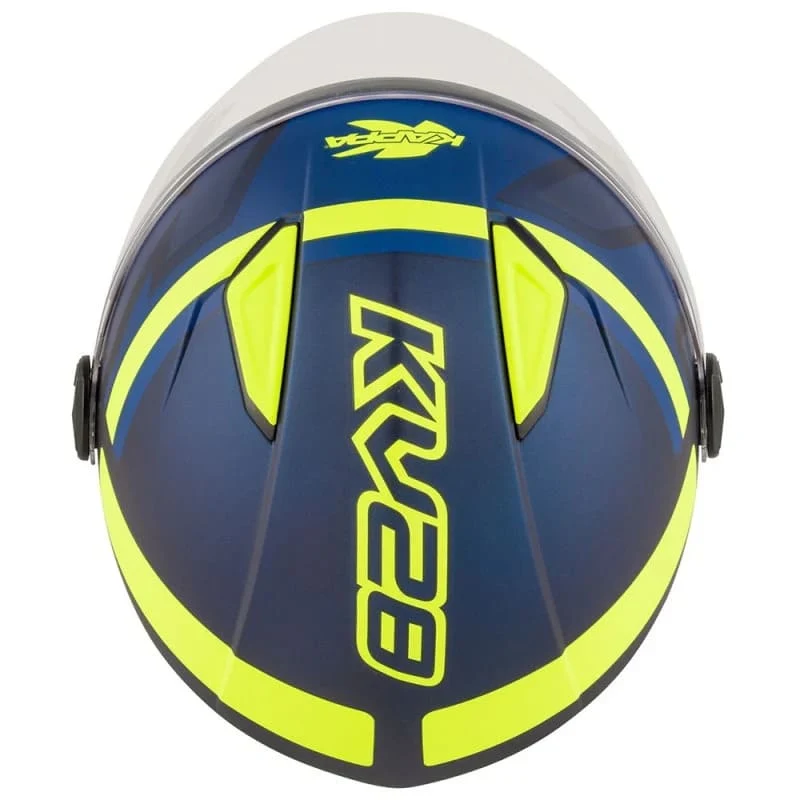 KAPPA KV40 Hawaii Scooter Cara Abierta Casco Azul Mate Amarillo