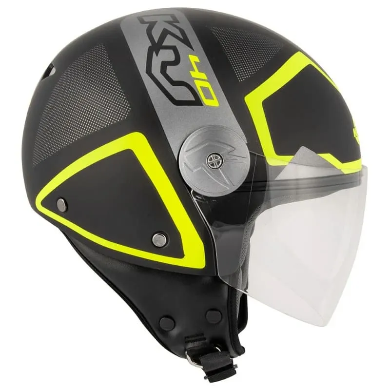 KAPPA KV40 Hawaii Moto Cara Abierta Casco Negro Gris Amarillo