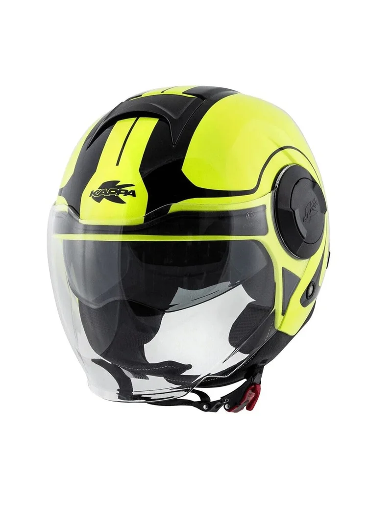 KAPPA KV37 EVO Motocicleta Jet Casco Titanio Mate Negro Amarillo