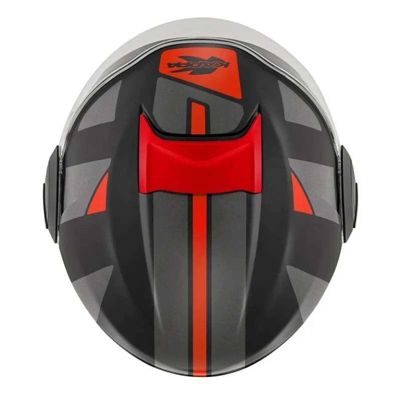 KAPPA KV37 EVO Moto Cara Abierta Casco Negro Mate Rojo Titanio