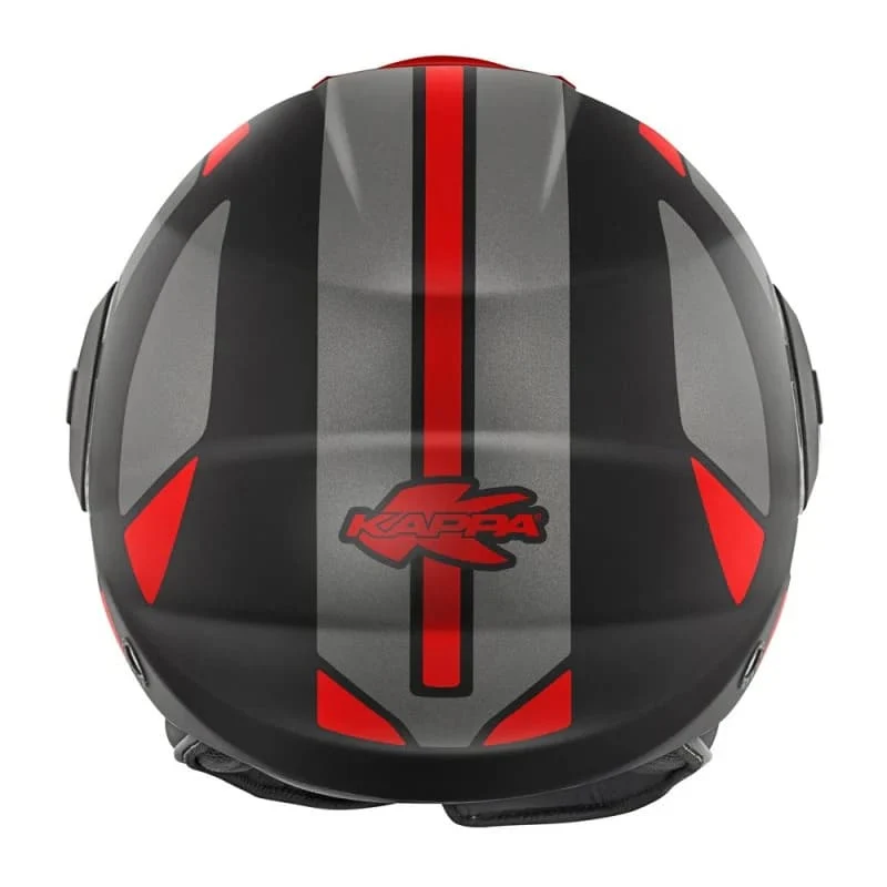 KAPPA KV37 EVO Moto Cara Abierta Casco Negro Mate Rojo Titanio