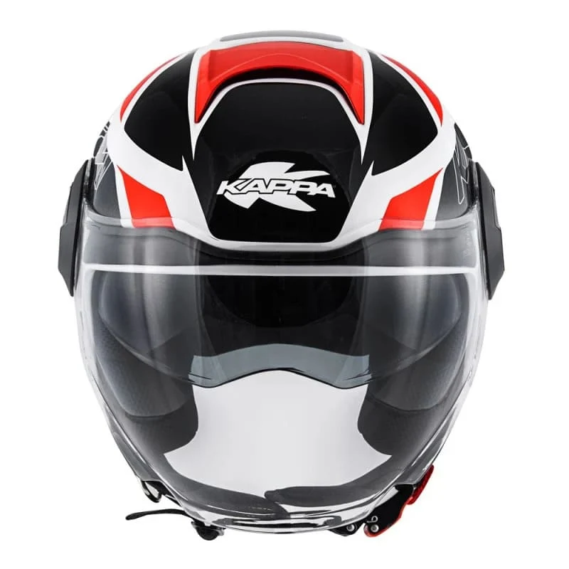 KAPPA KV37 EVO Moto Cara Abierta Casco Blanco Brillante Titanio Rojo