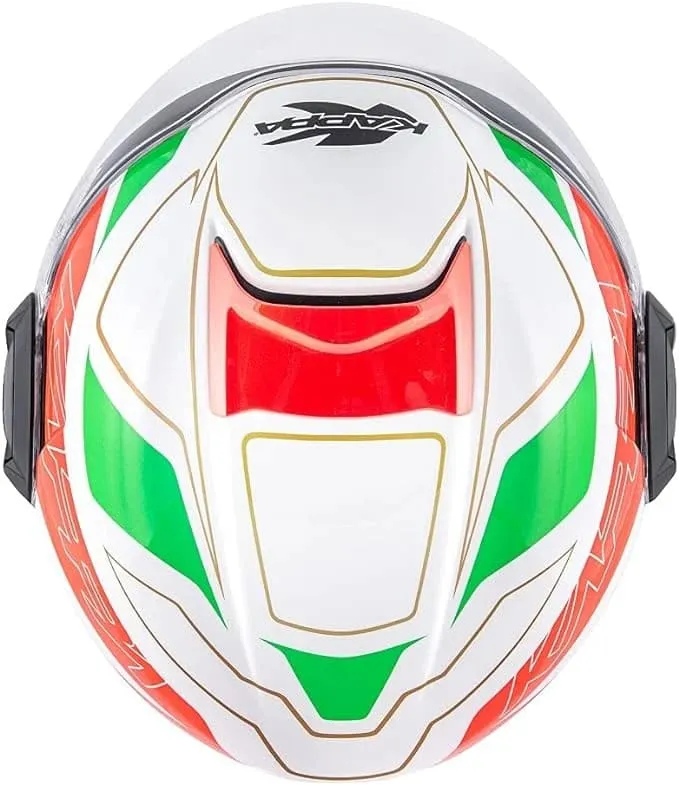 KAPPA KV37 EVO Moto Cara Abierta Casco Blanco Negro Rojo Verde