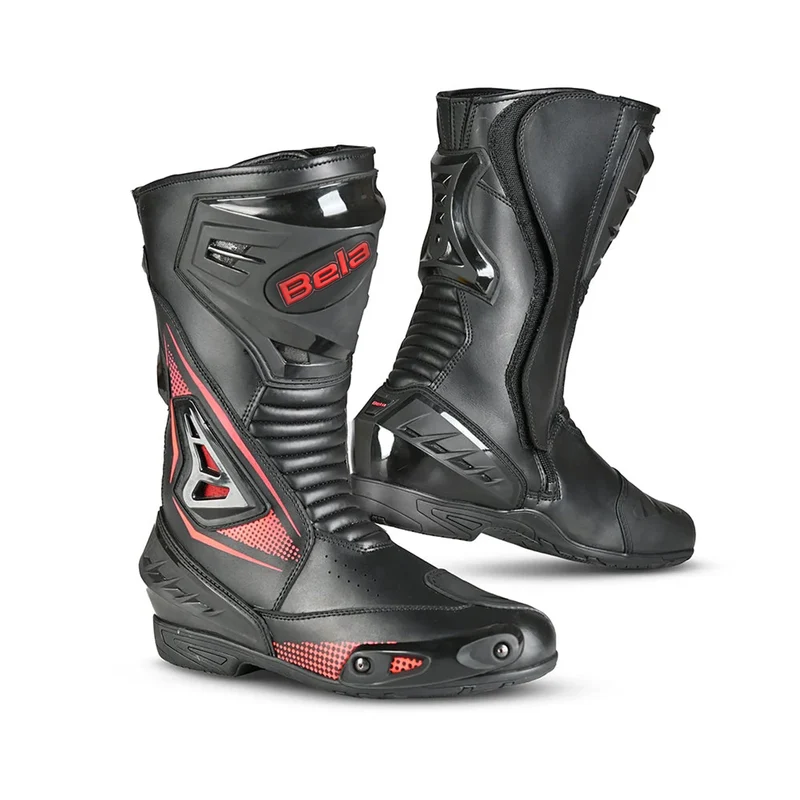BELA MASTER MAN BOTAS DE MOTO PIEL NEGRO ROJO