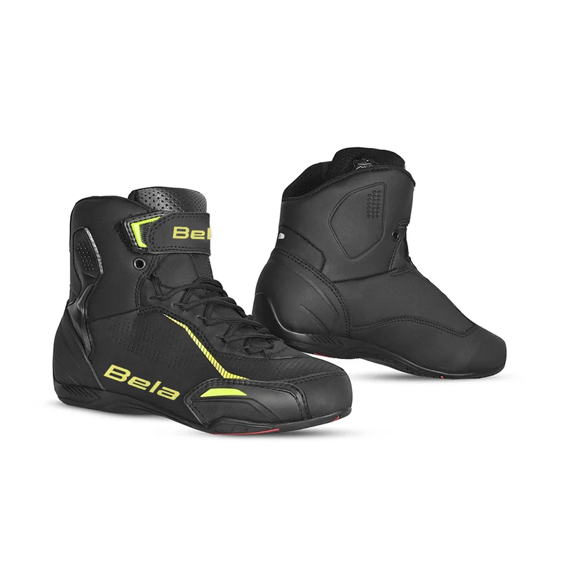 BELA JET EVO PIEL MAN BOTAS DE MOTO NEGRO AMARILLO FLOUR