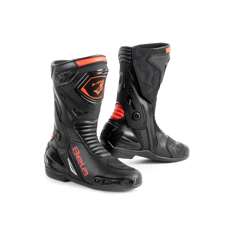 BELA THUNDER RACING BOTAS DE MOTO PIEL NEGRO ROJO