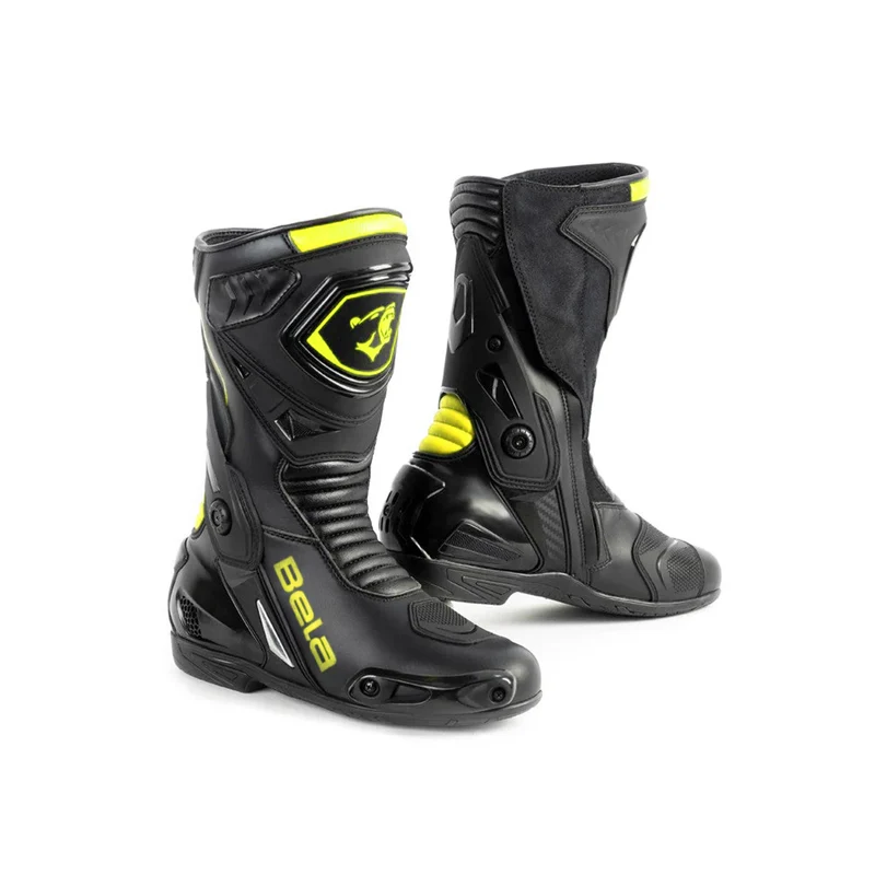 BELA - BOTAS DE MOTO PIEL THUNDER RACING NEGRO AMARILLO FLUOR