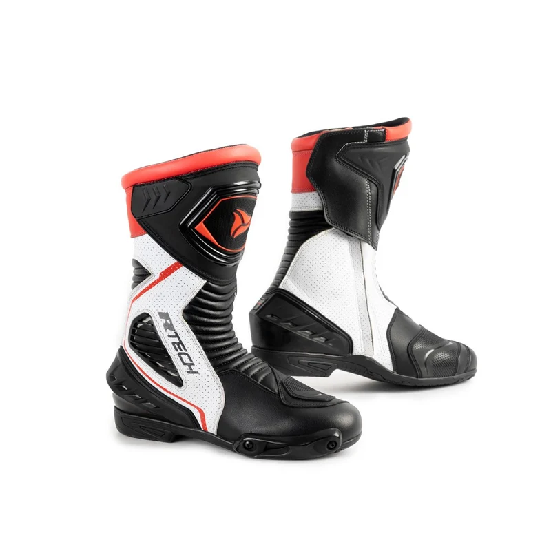 R-TECH PERFORMER PIEL BOTAS DE MOTO HOMBRE NEGRO ROJO FLUOR
