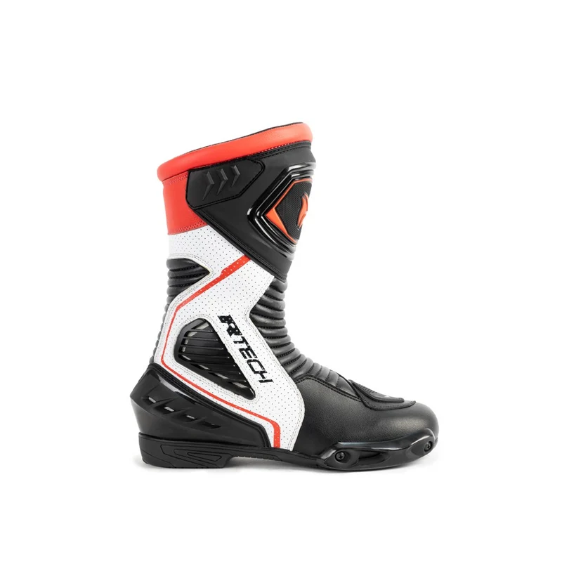 R-TECH PERFORMER PIEL BOTAS DE MOTO HOMBRE NEGRO ROJO FLUOR