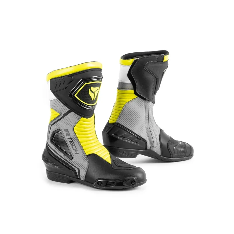 R-TECH PERFORMER PIEL BOTAS DE MOTO HOMBRE NEGRO AMARILLO FLUOR