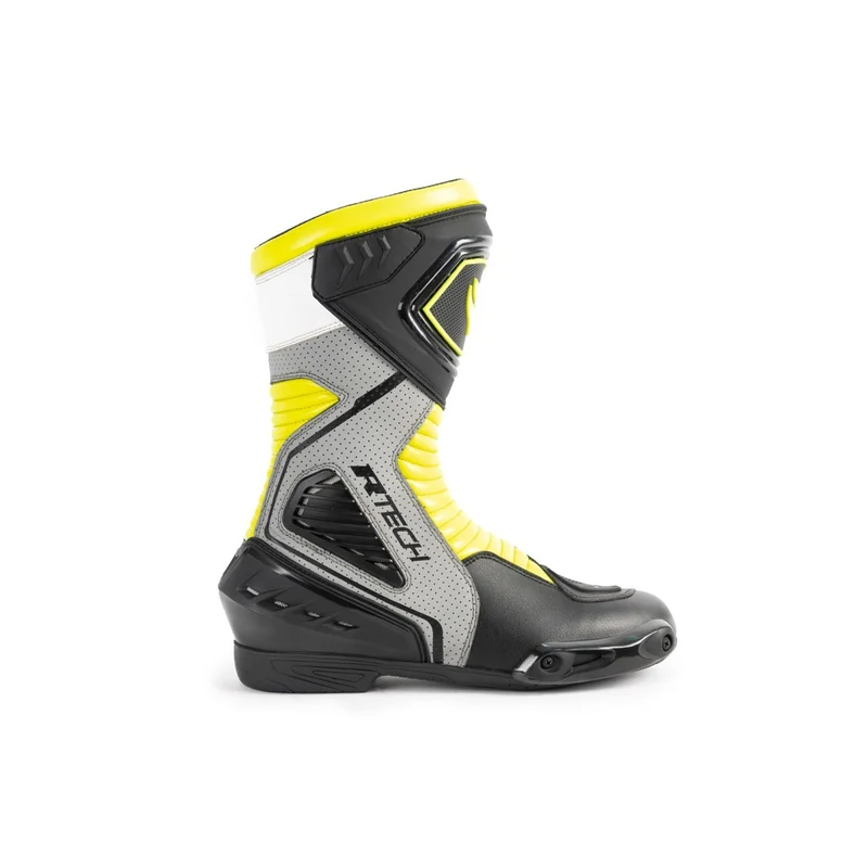 R-TECH PERFORMER PIEL BOTAS DE MOTO HOMBRE NEGRO AMARILLO FLUOR