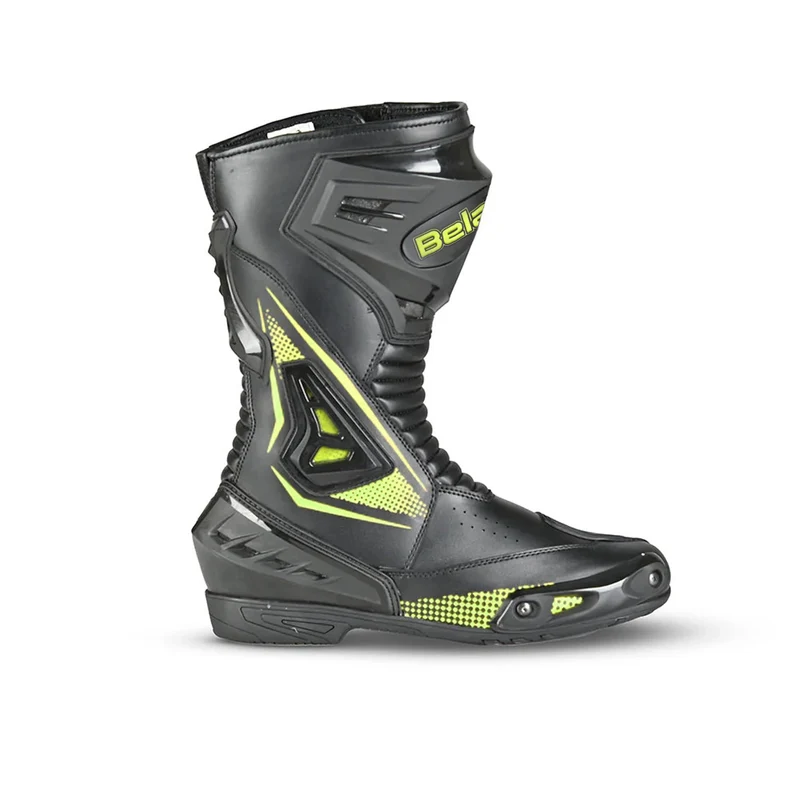 BELA MASTER MAN BOTAS DE MOTO PIEL NEGRO AMARILLO FLUOR