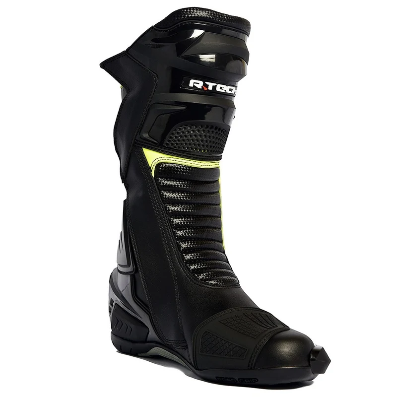 R-TECH ROAD RACER WP PIEL BOTAS DE MOTO NEGRO AMARILLO FLUOR