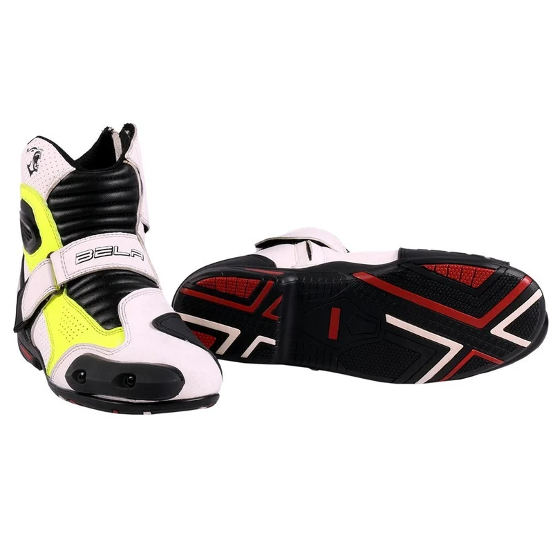BELA FASTER BOTAS DE MOTO PIEL BLANCO AMARILLO FLUOR