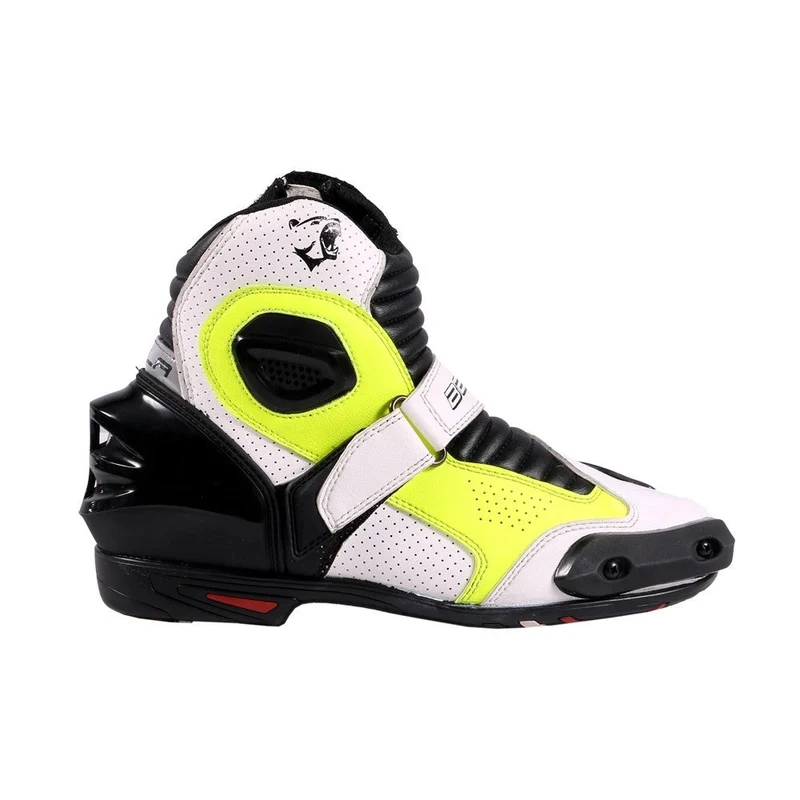 BELA FASTER BOTAS DE MOTO PIEL BLANCO AMARILLO FLUOR
