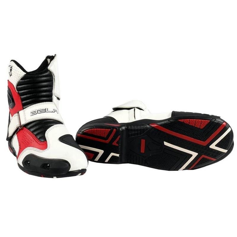 BELA FASTER BOTAS DE MOTO PIEL BLANCO ROJO