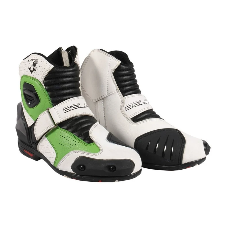 BELA FASTER BOTAS DE MOTO PIEL BLANCO VERDE