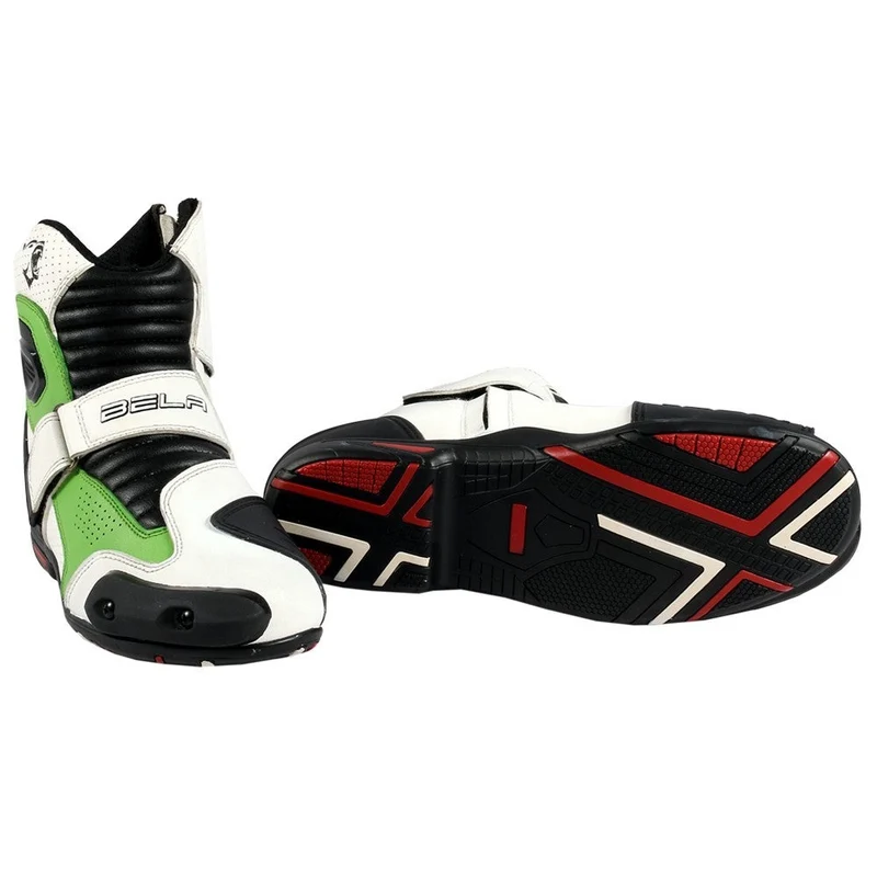 BELA FASTER BOTAS DE MOTO PIEL BLANCO VERDE