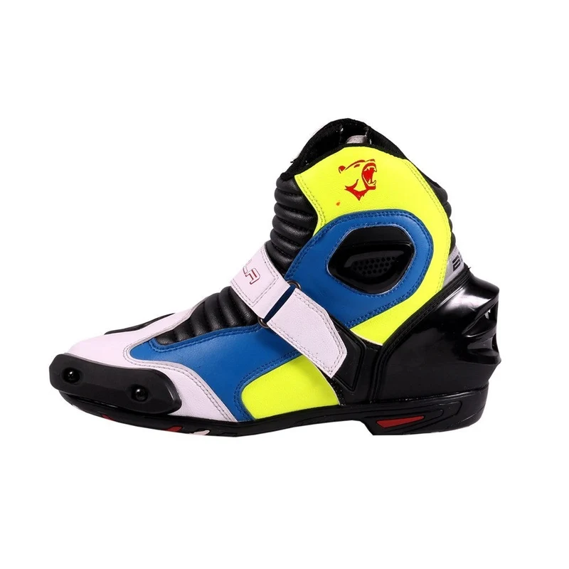 BELA FASTER BOTAS DE MOTO PIEL BLANCO AZUL AMARILLO