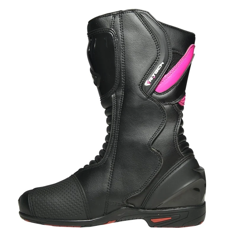 R-TECH PILOT LADY PIEL BOTAS DE MOTO NEGRO/ROSA FLUOR