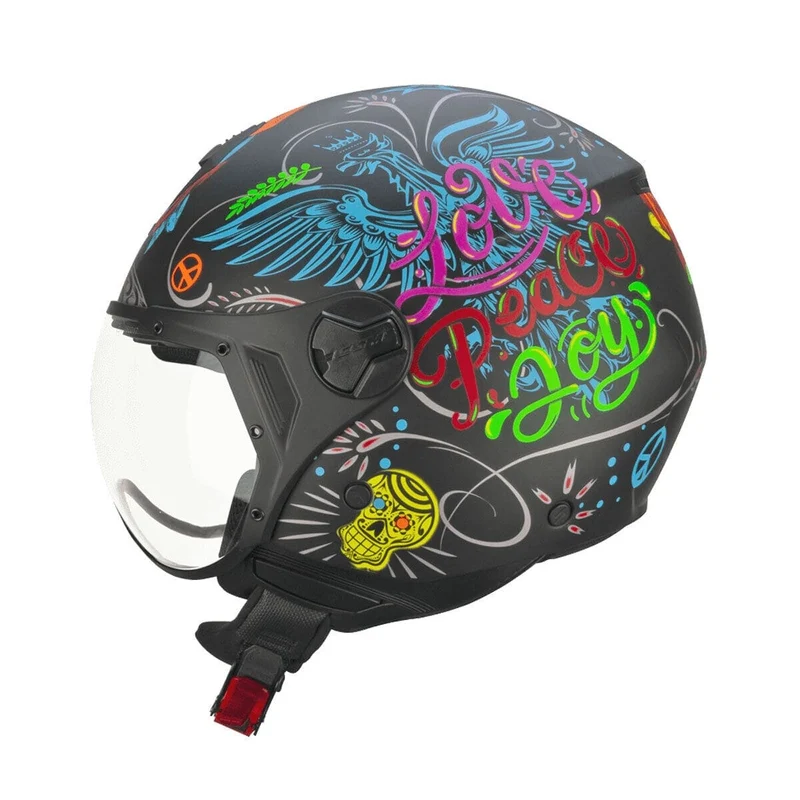 CGM 167S FLO JOY JET Moto Jet Casco Egro Azul Verde Mate Con Forma