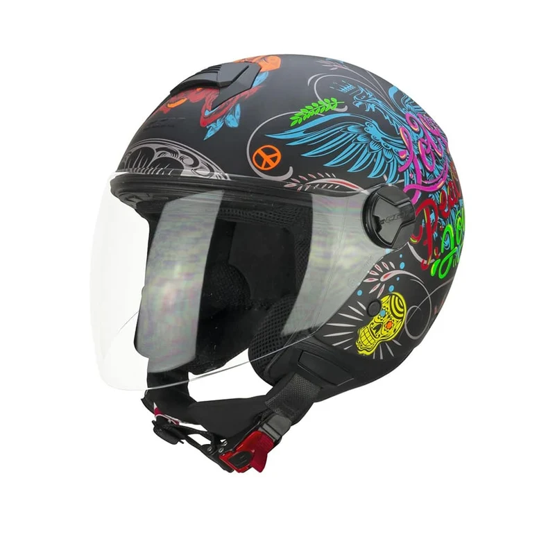 CGM 167S FLO JOY Moto Jet Casco Negro Azul Verde Mate Largo