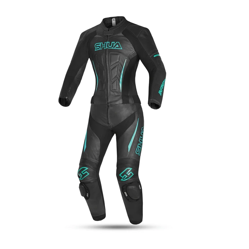 SHUA INFINITY 2 PC MONO DE MOTO MUJER NEGRO TURQUESA