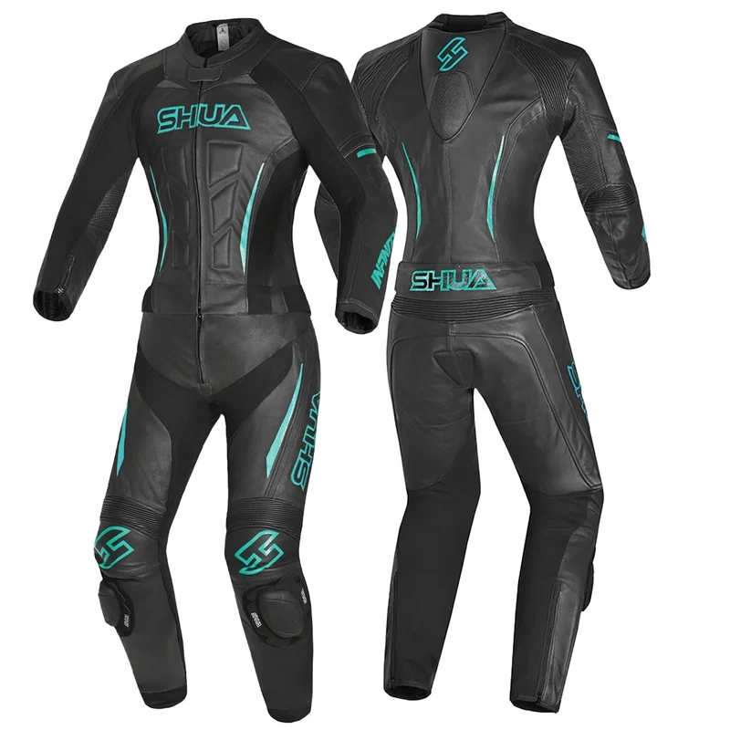 SHUA INFINITY 2 PC MONO DE MOTO MUJER NEGRO TURQUESA